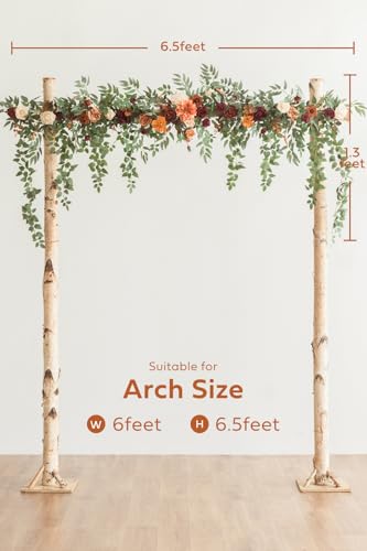 Silky Flower Store Fall Artificial Wedding Arch Flower Garland, Orange Eucalyptus Rose Backdrop Decorations, 6.5ft 1 1 Product: Ling's Moment 6.5FT Backdrop Flower Garland Decorations, Fall Artificial Wedding Arch Flowers, Orange Ceremony Reception Hanging Eucalyptus Rose Arbor Arrangement Outdoor Party Floral Swag