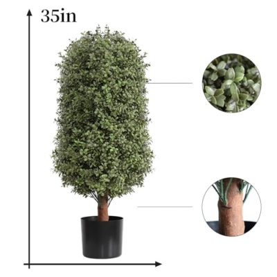 Product: momoplant Artificial Topiary Boxwood Tree 35Inch - 3 ' -2 Pack Faux Shrub Fake Trees Home Decor for Indoor/OutdoorArtificial Greenery Set