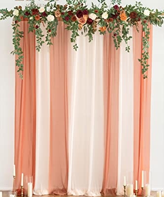 Silky Flower Store Fall Artificial Wedding Arch Flower Garland, Orange Eucalyptus Rose Backdrop Decorations, 6.5ft 15 15 Product: Ling's Moment 6.5FT Backdrop Flower Garland Decorations, Fall Artificial Wedding Arch Flowers, Orange Ceremony Reception Hanging Eucalyptus Rose Arbor Arrangement Outdoor Party Floral Swag