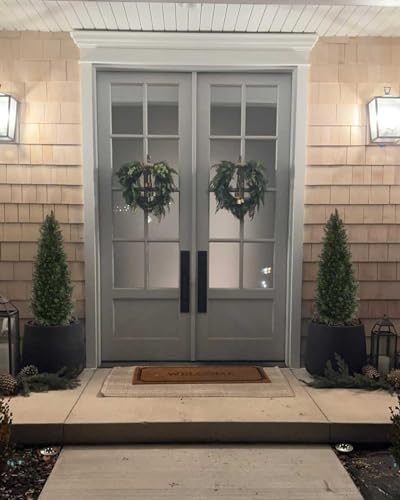 Product: Aveyas 4ft Artificial Cedar Topiary Trees for Outdoor Front Porch Door, 4 Feet Faux Potted Plants Evergreen Fake Pine Cypress Tree for Outside Home Decor (4 ft Tall) - Set of 2 Pack