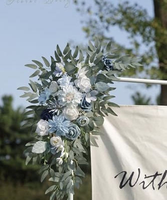 Product: WEIERYUE Artificial Wedding Arch Flowers Kit(Pack of 2) for Wedding Arch, Bridal Shower, Ceremony and Reception Backdrop Decoration (Blue Inspiration)
