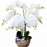 Product: GXLMII Orchid Artificial Flowers for Home Decor, Faux Orchids with Silver Vase Phalaenopsis Fake Flowers Real Touch Flowers Plants White Orquideas Arrangements in Pot Table Centerpiece Decoration