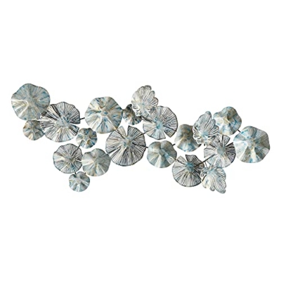 Silky Flower Store Coastal Floral Metal Wall Art Decor, Silver Blue Brown, 5ft x 2ft 3 3 Product: Nearly Natural 5ft. x 2ft. Coastal Floral Metal Montage Wall Art Decor,Silver