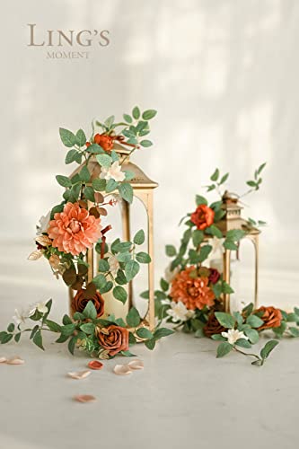Silky Flower Store Artificial Flowers Garland, Terracotta Lantern Burnt Orange Wedding Decor, 6Pack 1.8ft, 10.8ft 1.8ft 2 2 Product: Ling's Moment 6Pack 1.8ft Artificial Flowers Garland Terracotta Lantern Flower Centerpieces Burnt Orange Wedding Aisle Decor Chair Flowers Arch Floral for Mantel Signs DIY Table Window Cake Decoration