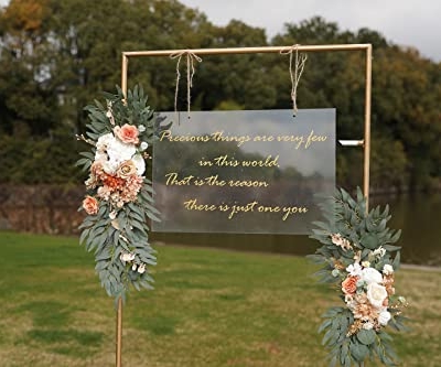 Product: Serra Flora Wedding Arch Flowers Swags Kit (Pack of 2) for DIY Artificial Peony Greenery Arrangements Party Welcome Ceremony Sign and Reception Backdrop Floral Decoration (White Orange)