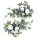 Product: Ling's Moment 2PCS Dusty Blue Artificial Flower Garland Floral Swags Centerpieces Wedding Arch Flower Greenery Arrangements for Sweetheart Table Wall Window Home Garden Outdoor Decor Navy