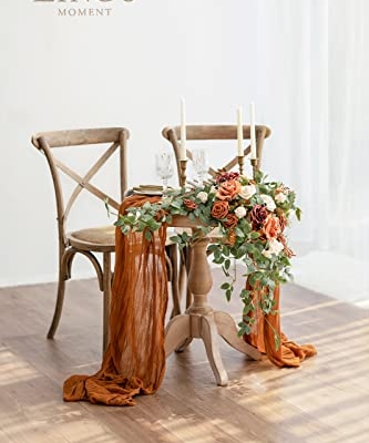 Silky Flower Store Terracotta Arch Flower Swags Wedding Decor Centerpieces DIY Signs, Faux Silk Rose Garland Set, 26x22in 6 6 Product: Ling's Moment 2PCS Terracotta Arch Flowers Artificial Floral Swags Centerpieces Wedding Decor Mantel Faux Burnt Orange Rose Garland Arrangements for DIY Sweetheart Table Wall Window Welcome Signs