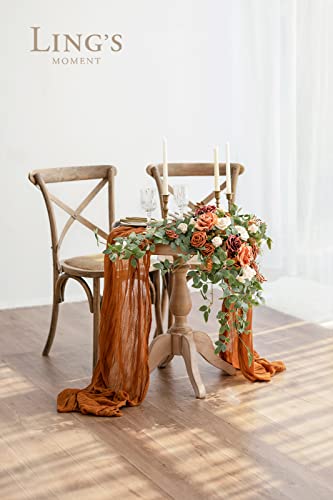 Silky Flower Store Terracotta Arch Flower Swags Wedding Decor Centerpieces DIY Signs, Faux Silk Rose Garland Set, 26x22in 2 2 Product: Ling's Moment 2PCS Terracotta Arch Flowers Artificial Floral Swags Centerpieces Wedding Decor Mantel Faux Burnt Orange Rose Garland Arrangements for DIY Sweetheart Table Wall Window Welcome Signs
