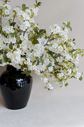 Silky Flower Store White Cherry Blossom Faux Stems, Alice Lane Home Collection, Pack of 3, 32.5cm 5 5 Product: White Cherry Blossom Stems – Pack of 3 – by Alice Lane Home Collection – Luxurious Vibrant Flowers – Faux Stems – Wedding, Home Décor