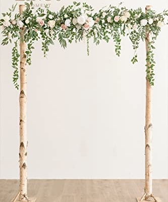 Silky Flower Store Artificial Wedding Arch Floral Garland Sage Green White Eucalyptus Rose, 6.5FT 7 7 Product: Ling's Moment Backdrop Floral Garland 6.5FT Artificial Wedding Arch Flowers Sage Green Decor, White Ceremony Reception Hanging Eucalyptus Rose Arbor Arrangement Outdoor Party Swag Home Decorations