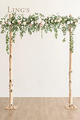 Silky Flower Store Artificial Wedding Arch Floral Garland Sage Green White Eucalyptus Rose, 6.5FT 1 1 Product: Ling's Moment Backdrop Floral Garland 6.5FT Artificial Wedding Arch Flowers Sage Green Decor, White Ceremony Reception Hanging Eucalyptus Rose Arbor Arrangement Outdoor Party Swag Home Decorations