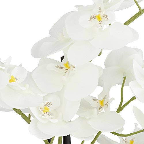 Silky Flower Store Artificial White Phalaenopsis Orchid, Silver Gold Ceramic Pot, Dahlia Studios Potted Faux Flower, 23 High 2 2 Product: Dahlia Studios Potted Faux Artificial Flowers Realistic White Phalaenopsis Orchid in Silver Gold Ceramic Pot Home Decoration Living Room Office Bedroom Bathroom Kitchen Dining Room 23" High