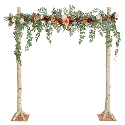 Product: Ling's Moment 6.5FT Backdrop Flower Garland Decorations, Fall Artificial Wedding Arch Flowers, Orange Ceremony Reception Hanging Eucalyptus Rose Arbor Arrangement Outdoor Party Floral Swag
