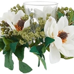 Product: Nearly Natural Magnolia Candelabrum Silk Flower Arrangement Artificial Plant, 14 In. W x 14 In. D x 6.5 In. H, Green