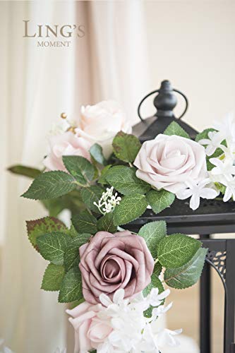 Product: Ling's Moment 6Pack 2ft Artificial Flowers Garland Dusty Rose & Pink Lantern Flower Centerpieces Wedding Aisle Decor Chair Flowers Arch Floral for Signs DIY Table Wall Window Cake Decoration