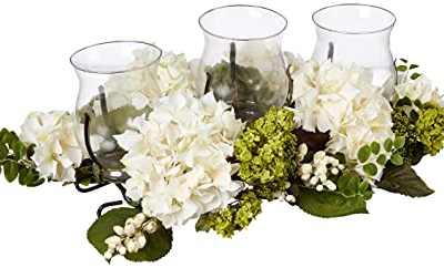 Product: Nearly Natural Snowball Hydrangea Triple Candelabrum