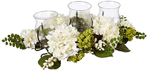 Nearly Natural Snowball Hydrangea Triple Candelabrum - Artificial Flower Arrangements Product: Nearly Natural Snowball Hydrangea Triple Candelabrum