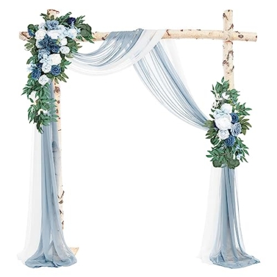 Product: Emivery Wedding Arch Flowers Kit (Pack of 4) Dusty Blue Flower Arrangement with 2pcs Draping Fabric Artificial Flower Swag for Wedding Ceremony Reception Backdrop Decorations