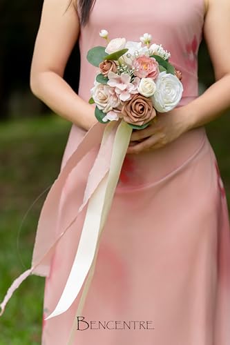 Silky Flower Store Dusty Rose Bridesmaid Bouquet Set of 4, Artificial Silk Wedding Flowers, BENCENTRE, 7 Inch 1 1 Product: BENCENTRE 7 Inch Dusty Rose Bridesmaid Bouquet for Wedding, Set of 4, Small Wedding Bouquet,for Marriage Proposal Party and Vintage Wedding Ceremony Anniversary,Artificial Flowers