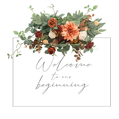 Ling's Moment Fall Wedding Floral Swag Welcome Sign Artificial Flowers Backdrop Garland Terracotta Orange For Ceremony Reception Wall Easel Home Decoration Entryway Faux Outdoor Board Head Table Decor - Artificial Flower Arrangements Product: Ling's Moment Fall Wedding Floral Swag Welcome Sign Artificial Flowers Backdrop Garland Terracotta Orange For Ceremony Reception Wall Easel Home Decoration Entryway Faux Outdoor Board Head Table Decor
