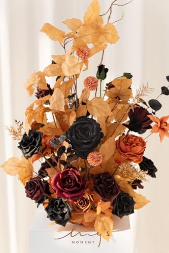 Silky Flower Store Fall Artificial Flower Arrangements, Wedding Arch Decorations, Pumpkin Orange Black Faux Florals, 2 Piece Set 41cm 3 3 Product: Ling's Moment 41" Tall Fall Free Standing Artificial Flowers Arrangements 2 pcs Wedding Arch Altar Stage Decorations Classic Halloween Wedding for Ceremony Reception Church Backdrop Outdoor Party