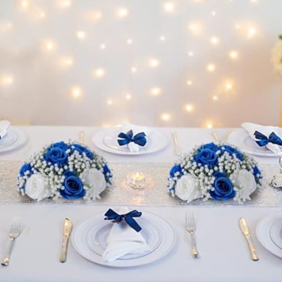 Silky Flower Store Artificial Rose Ball Centerpieces Royal Blue Baby’s Breath, Wedding Table Decor, Faux Silk Floral Arrangements, 10 Pcs, 20cm 9 9 Product: BLOSMON Fake Flowers Ball Wedding Centerpieces 10 Pcs Royal Blue Rose Babys Breath Artificial Flowers Center Pieces Decoration for Table Faux Silk Floral Bouquet Arrangements for Home Party DIY Decor