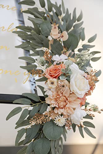 Product: Serra Flora Wedding Arch Flowers Swags Kit (Pack of 2) for DIY Artificial Peony Greenery Arrangements Party Welcome Ceremony Sign and Reception Backdrop Floral Decoration (White Orange)