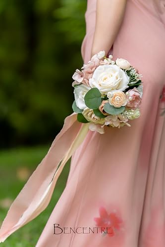 Silky Flower Store Dusty Rose Bridesmaid Bouquet Set of 4, Artificial Silk Wedding Flowers, BENCENTRE, 7 Inch 5 5 Product: BENCENTRE 7 Inch Dusty Rose Bridesmaid Bouquet for Wedding, Set of 4, Small Wedding Bouquet,for Marriage Proposal Party and Vintage Wedding Ceremony Anniversary,Artificial Flowers