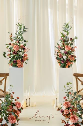 Silky Flower Store Tall Artificial Flower Arrangement, Sunset Terracotta Wedding Arch Decor, Free Standing Faux Floral Pair, 41in 2 2 Product: Ling's Moment 41" Tall Fall Free Standing Artificial Flowers Arrangements 2 pcs Wedding Arch Altar Stage Decorations Sunset Terracotta For Ceremony Reception Church Backdrop Outdoor Aisle Floral Party