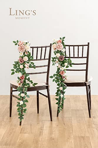 Silky Flower Store Pink Blush Cream Wedding Chair Floral Swag, 10pc Aisle Decorations, Faux Ceremony Chair Ribbons, 32.5cm 3 3 Product: Ling's Moment 10pcs Wedding Chair Decorations Aisle Floral Swag Artificial Pew Flowers Hanging Garland Pink Blush & Cream For Ceremony Reception Church Rose Floral Faux Arrangement Party Outdoor Decor