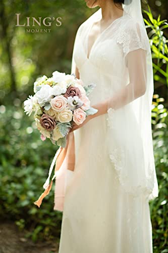 Product: Ling's Moment Dusty Rose Bridal Bouquet for Bride, Blush Pink Wedding Bouquets for Bride, 13 Inch Silk Round Artificial Wedding Flowers Bouquets