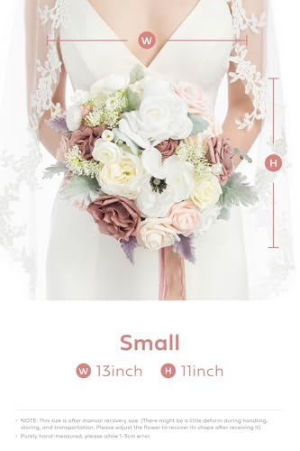 Product: Ling's Moment Dusty Rose Bridal Bouquet for Bride, Blush Pink Wedding Bouquets for Bride, 13 Inch Silk Round Artificial Wedding Flowers Bouquets