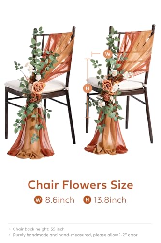 Silky Flower Store Fall Wedding Chair Decorations, Aisle Pew Swag Artificial Flowers, Sunset Terracotta Orange Rose Greenery, 8 Pack 32.5cm 1 1 Product: Ling's Moment 8 Fall Wedding Chair Decorations Aisle Pew Church Artificial Flowers Greenery Swag Sunset Terracotta Orange Bench Ceremony Reception Floral Rose Arrangements Party Outdoor Decorations
