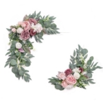 Product: Ling's Moment 2pcs Artificial Welcome Sign Swag Wedding Arch Flowers Decorations Floral Eucalyptus Willow Garland Dusty Rose & Cream Rose Ceremony Party Reception Easel Door Wall Home Entryway Outdoor