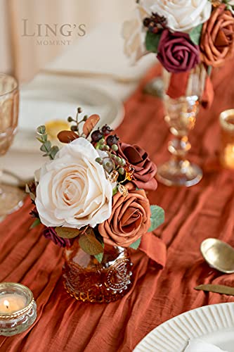 Silky Flower Store Burnt Orange Wedding Centerpiece Flowers, Mini Bridesmaid Bouquets Set of 6, Faux Floral Arrangements 8.5in x 6in 2 2 Product: Ling's Moment Burnt Orange Wedding Centerpieces Flowers Mini Bridesmaid Bouquets Set of 6 Terracotta Table Decor Pre-Made Small Floral Fall Wedding Decorations
