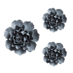 Product: ALYCASO 3 PCS/Set Peony Ceramic Magnolia Flower Wall Decor 3D Flower Art for Living Room Home Hallway Bedroom Kitchen Farmhouse Bathroom Dining Room, Grey(4.72 in*1, 3.54 in*2)