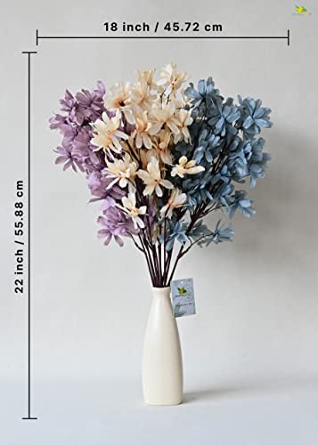Silky Flower Store Artificial Magnolia Kobus Flower Bunch, Off White Blue Purple, Faux Floral Arrangement, 3 Bunch Set, 20.5cm 4 4 Product: Blooming Floret Artificial Magnolia Kobus Natural Looking Flower Bunch for Home and Office Décor/Gift (Off White + Blue + Purple), Artificial Flora