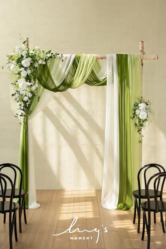 Silky Flower Store Wedding Arch Flowers with Sheer Drapes Kit, Artificial White Green Floral Arrangements, 5 Piece Set, 32.5cm 1 1 Product: Ling's Moment Deluxe Wedding Arch Flowers with Sheer Drapes Kit - Artificial White and Green Floral Arrangements for Ceremony Backdrop, Arbor Decor, 5-Piece Set (2 Flower Stems + 3 Hanging Drapes)