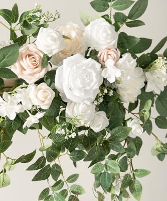 Silky Flower Store Artificial Wedding Arch Flowers White Sage Eucalyptus Rose Garland, 6.5FT Garden Arch Decor, 6.5FT 11 11 Product: Ling's Moment 6.5FT Artificial Wedding Arch Flowers, Backdrop Floral Garland, White Sage Ceremony Reception Hanging Eucalyptus Rose Arbor Arrangement Outdoor Party Swag Home Decorations