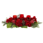 Product: Nearly Natural Triple Hydrangea Red Candelabrum