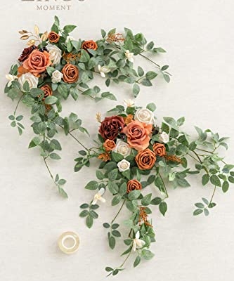 Silky Flower Store Terracotta Arch Flower Swags Wedding Decor Centerpieces DIY Signs, Faux Silk Rose Garland Set, 26x22in 7 7 Product: Ling's Moment 2PCS Terracotta Arch Flowers Artificial Floral Swags Centerpieces Wedding Decor Mantel Faux Burnt Orange Rose Garland Arrangements for DIY Sweetheart Table Wall Window Welcome Signs