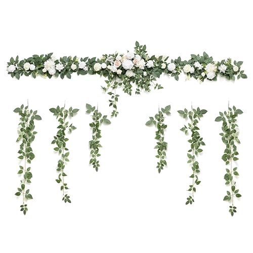 Silky Flower Store Artificial Wedding Arch Flowers White Sage Eucalyptus Rose Garland, 6.5FT Garden Arch Decor, 6.5FT 6 6 Product: Ling's Moment 6.5FT Artificial Wedding Arch Flowers, Backdrop Floral Garland, White Sage Ceremony Reception Hanging Eucalyptus Rose Arbor Arrangement Outdoor Party Swag Home Decorations