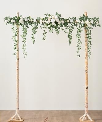 Silky Flower Store Artificial Wedding Arch Flowers White Sage Eucalyptus Rose Garland, 6.5FT Garden Arch Decor, 6.5FT 8 8 Product: Ling's Moment 6.5FT Artificial Wedding Arch Flowers, Backdrop Floral Garland, White Sage Ceremony Reception Hanging Eucalyptus Rose Arbor Arrangement Outdoor Party Swag Home Decorations