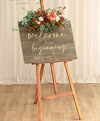 Silky Flower Store Artificial Wedding Floral Swag, Terracotta Orange Rose Garland, Welcome Sign Backdrop Decor, 20x10 in 6 6 Product: Ling's Moment Fall Wedding Floral Swag Welcome Sign Artificial Flowers Backdrop Garland Terracotta Orange For Ceremony Reception Wall Easel Home Decoration Entryway Faux Outdoor Board Head Table Decor