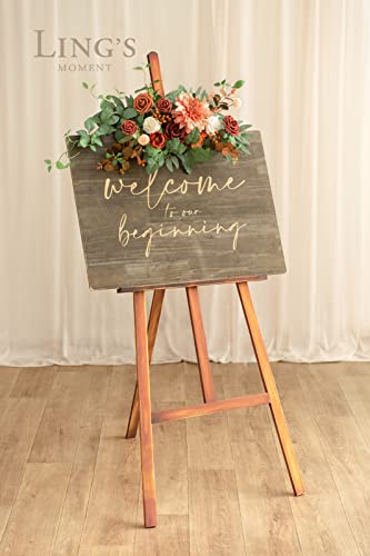 Silky Flower Store Artificial Wedding Floral Swag, Terracotta Orange Rose Garland, Welcome Sign Backdrop Decor, 20x10 in 1 1 Product: Ling's Moment Fall Wedding Floral Swag Welcome Sign Artificial Flowers Backdrop Garland Terracotta Orange For Ceremony Reception Wall Easel Home Decoration Entryway Faux Outdoor Board Head Table Decor