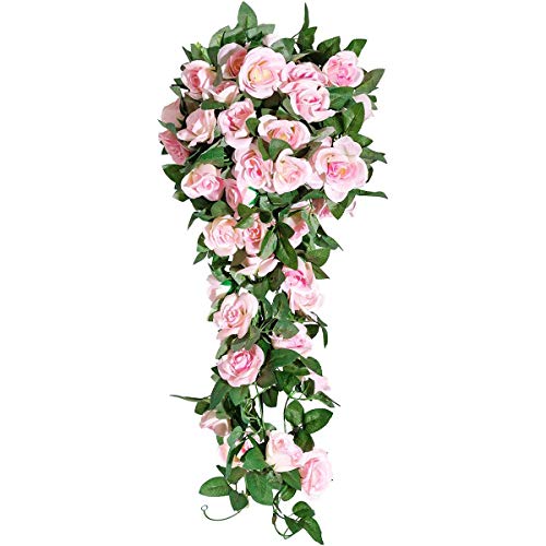 Silky Flower Store Artificial Rose Vine Garland, White Pink Silk Cherry Blossom Ivy Decor, 240cm 2 2 Product: TheStriven 2pcs Artificial Rose Vine with Green Leaves Artificial Sakura Cherry Blossom Ivy Garland Leaf Garland Flowers for Home Yard Fence Wedding Decor (White)