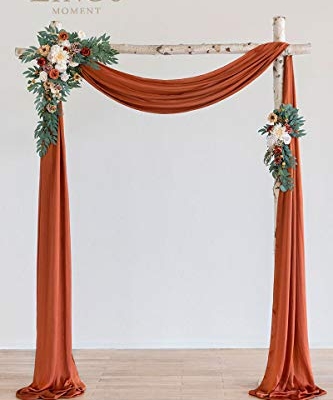 Silky Flower Store Fall Wedding Arch Flowers Kit, Hanging Floral Backdrop, Terracotta Orange Drapes, Faux Rose Ceremony Decor, 4 Pack, 2pcs 32.5cm 7 7 Product: Ling's Moment Fall Hanging Wedding Arch Flowers Kit (Pack of 4) 2pcs Arbor Artificial Flower Arrangement, 2 Drapes, Ceremony Rose Backdrop, Brunt Orange Terracotta Floral Party Autumn Outdoor Decor