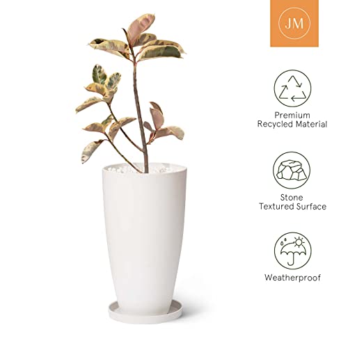 Product: LA Jolie Muse 20 inch Round Tall Planter,Indoor/Outdoor White Planter with Drainage Holes and Trays,Modern Large Flower Pot for Front Door,Balcony and Garden Patio Deck,Pack 1