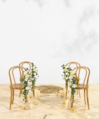 Silky Flower Store Wedding Chair Decorations, Aisle Garlands Floral Swag, Creamy Yellow Rose Faux Arrangement, 30in 10pcs 12 12 Product: Ling's Moment Wedding Chair Decorations Aisle Garlands Floral Swag 10pcs Artificial Pew Flowers Hanging Creamy Yellow for Ceremony Reception Church Rose Floral Faux Arrangement Party Outdoor Decor