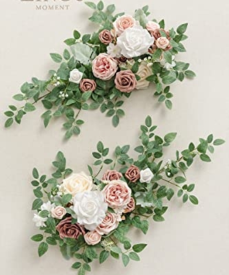 Product: Ling's Moment 2pcs Dusty Rose Artificial Flower Garland Floral Swags Centerpieces Blush Wedding Arch Flower Greenery Arrangements for Sweetheart Table Wall Window Home Garden Outdoor Decor
